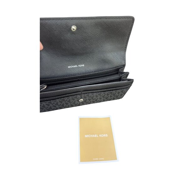 NWT Michael Kors  Black Fulton Flap ContinentalPebble Leather  MK Wallet - Picture 3 of 7